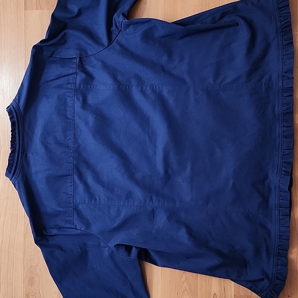 Quacker Factory Sparkle Stretch Embellished Ruffle Navy Blue Jacket - Picture 8 of 13